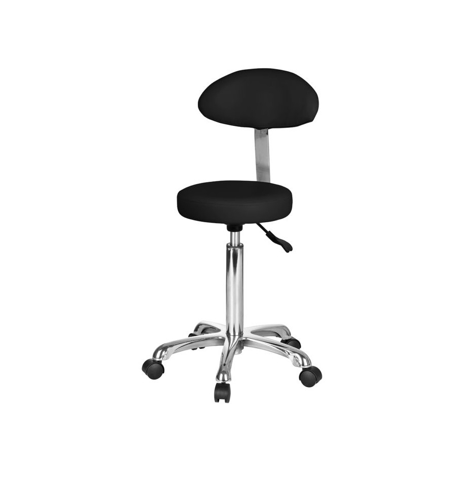 Tabouret Fast + avec dossier de dessin ergonomique Noir