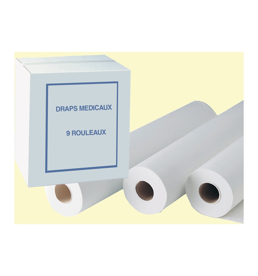 Drap d'examen blanc 70cm x 42m - 34g-m2 double épaisseur aspect gaufré 100%  pure ouate - Vivezen